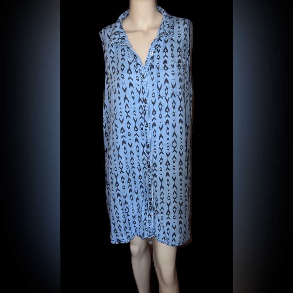 Blue sleeveless western dress L - perfect for rodeo